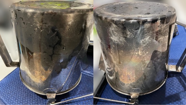 重曹洗浄前のキャンプ用ケトル